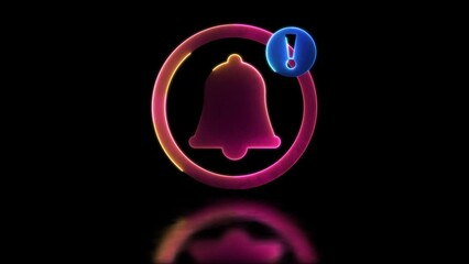 Looping neon glow effect notification message Incoming message, black background
