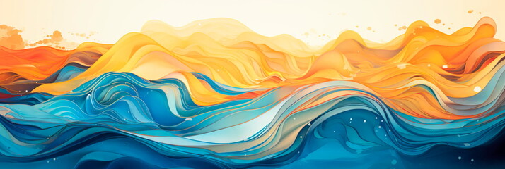 Abstract and captivating risographic illustration depicting swirling water in various shades , evoking a sense of fluidity and motion. Generative AI