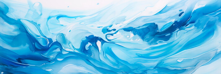 Abstract and captivating risographic illustration depicting swirling water in various shades of blue, evoking a sense of fluidity and motion. Generative AI