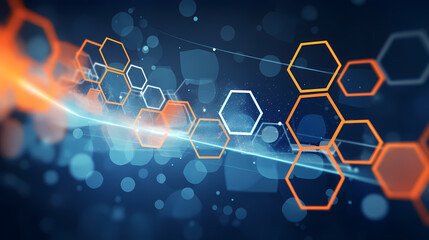 Obraz premium Modern science background hexagon lines and points wave flow abstract background