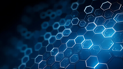 Blue technology background, blue hexagon background