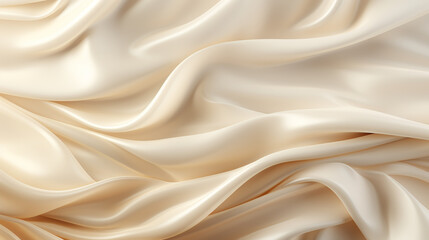 Obraz premium Beige cream silk satin. Draped fabric. Light pale brown luxury background with space for design.
