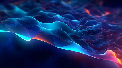 Modern science background hexagon lines and points wave flow abstract background