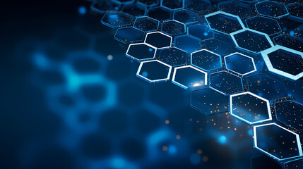 Fototapeta premium Modern science background hexagon lines and points wave flow abstract background