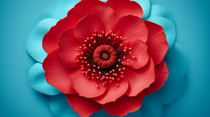 Poppies on a blue background. Floral patterns. Poppy backgrounds. - obrazy, fototapety, plakaty