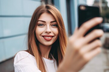 cropped shot of an attractive young woman taking a selfie - obrazy, fototapety, plakaty