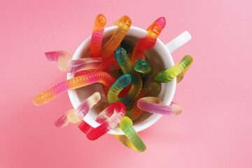 Colorful gummy worms