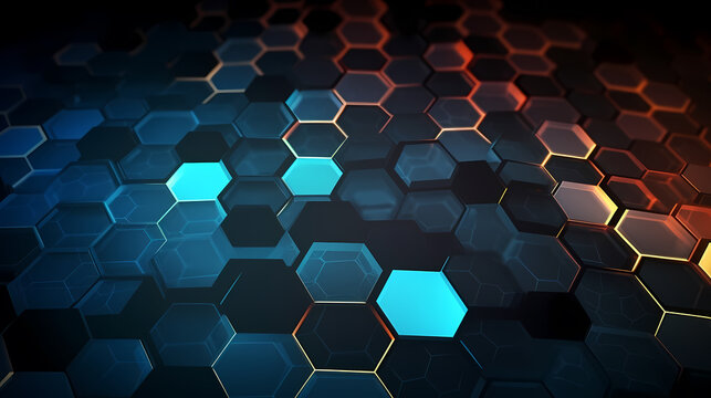 Blue technology background, blue hexagon background © jiejie