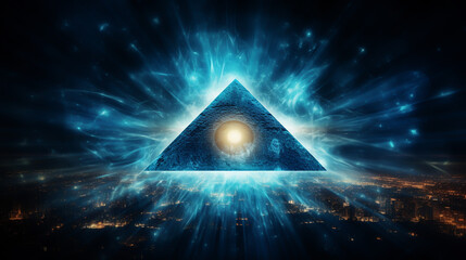 illustration of the all-seeing eye. The abstract symbol of the Masons in a modern triangle shapes design like modern art.