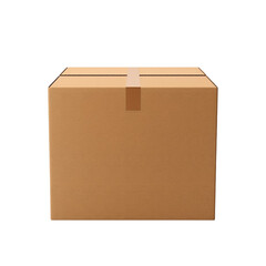 Brown cardboard box isolated on a transparent background.