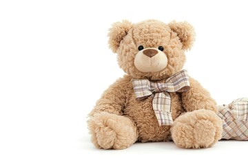 Adorable teddy bear on white background