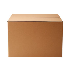 Brown cardboard box isolated on a transparent background.