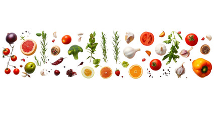 Assortment of fresh organic products on white background