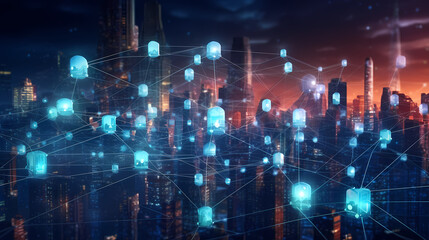 Obraz premium Modern science background hexagon lines and points wave flow abstract background