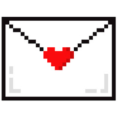 Fototapeta premium Red heart Love letter pixel art