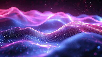 Abstract futuristic background with electric neon waves, electro light effect. 