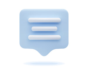 3d render icon chat speech bubble with text. Square shape message communication, app, web symbol. Vector illustration