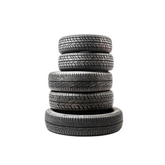 A stack of car tires. Isolated on transparent background.