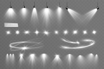 Light white wave and spotlight shine effect,vector glow line sparkle shine. Silver wavy effects.
