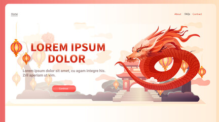 chinese new year of dragon icon zodiac sign for greeting card asian flyer invitation poster horizontal copy space