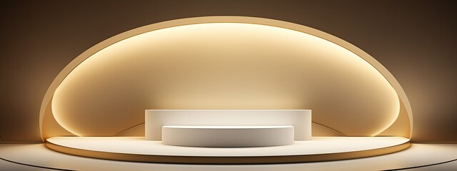 Set against a backdrop of luxurious gold architecture, a grand podium commands attention, symbolizing prestige and elegance in every detail.