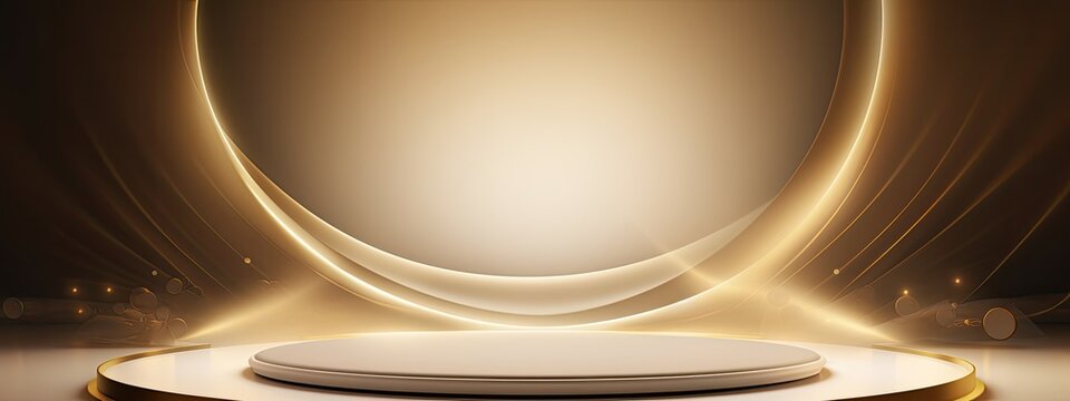 Set against a backdrop of luxurious gold architecture, a grand podium commands attention, symbolizing prestige and elegance in every detail.