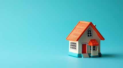 a small cute house on a light blue background