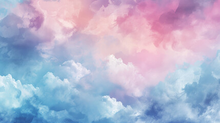 Surreal Pastel Skyscape: Dreamy Clouds in Soft Pink and Blue Hues, Ethereal Watercolor Sky Gradient, Heavenly and Peaceful Atmosphere for Mindful Relaxation and Creative Inspiration