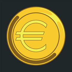 Gold euro money coin isolated on white background.