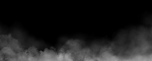 White smoke isolated on black background - obrazy, fototapety, plakaty