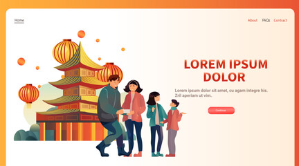 people celebrating chinese new year of dragon winter holiday celebration horizontal copy space