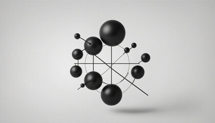 Abstract minimalist background design with black spheres