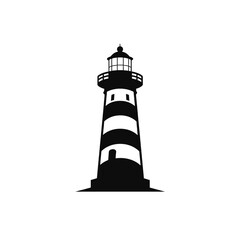 Black simple lighthouse logo element on white background Generative Ai