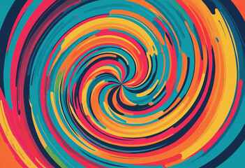 Fototapeta na wymiar Abstract colors swirl pattern psychedelic retro vibrant illustration, retro poster cover web header design, noise texture effect