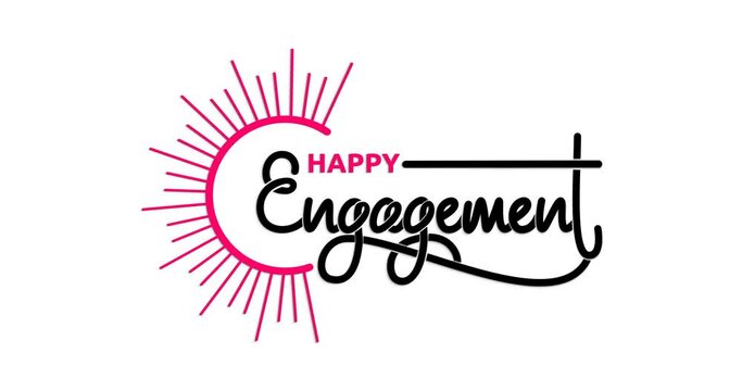 Happy engagement text animation. Handwritten inscription calligraphy animated with alpha channel. Great for invitations, greetings and events. Transparent background, easy to put into any video