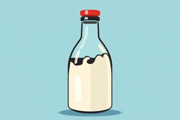 Bottle of Milk With Red Cap
