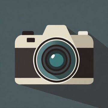 Camera Flat Design - Image for Logo usage or Icon - Simplified representation of Camera on Flat Surface