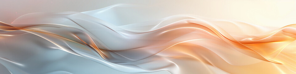 Obraz premium A mesmerizing fusion of modern art and abstract design, this banner background features a delicate peach fabric adorned with white and orange accents, exuding a sense of contemporary elegance