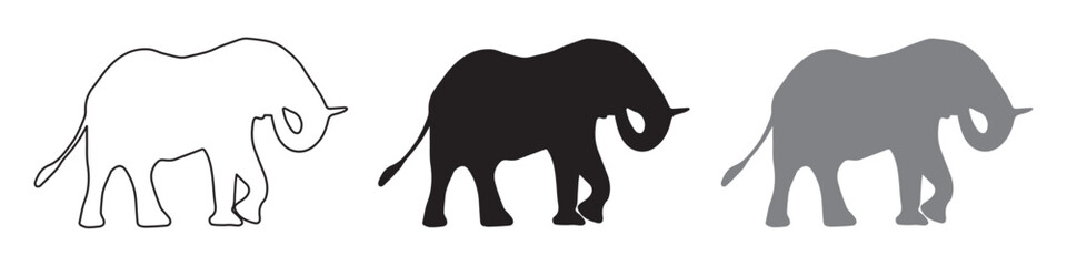 vector silhouettes of elephant