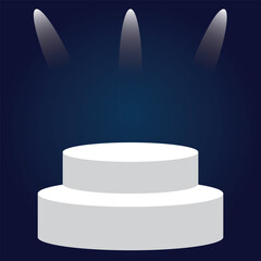 3d display product beige minimal scene with geometric podium platform. blue background vector 3d rendering with podium. stand for cosmetic products. Stage showcase on pedestal 3d beige studio