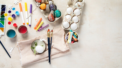 DIY Easter egg painting. Holidays and creativity. Tradition concept