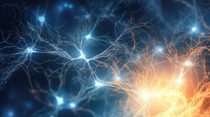Abstract microscopic neural connections mycelium background nerve mind brain system sense - obrazy, fototapety, plakaty