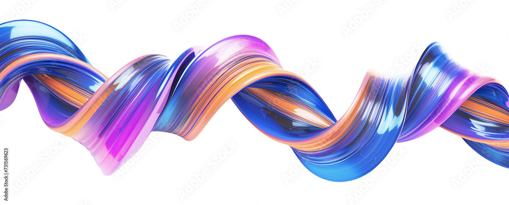 Poster abstract 3d rendering colorful wave shapes, isolated on transparent background