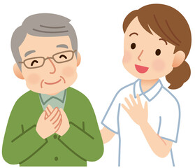 Fototapeta premium 高齢者に寄り添う介護士 介護 ヘルパー
