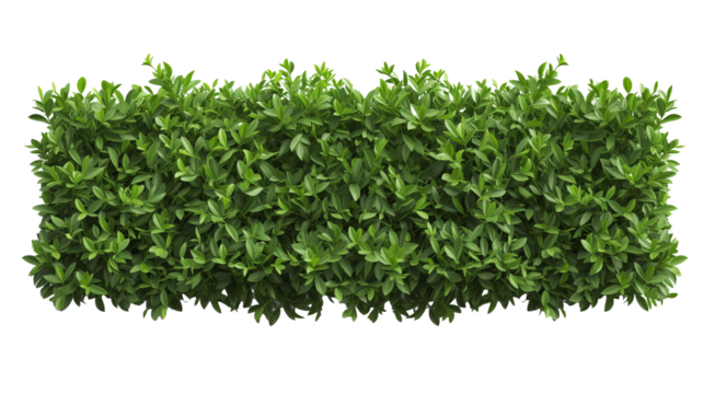 green trimmed bush hedge fencing,  isolated on transparent background