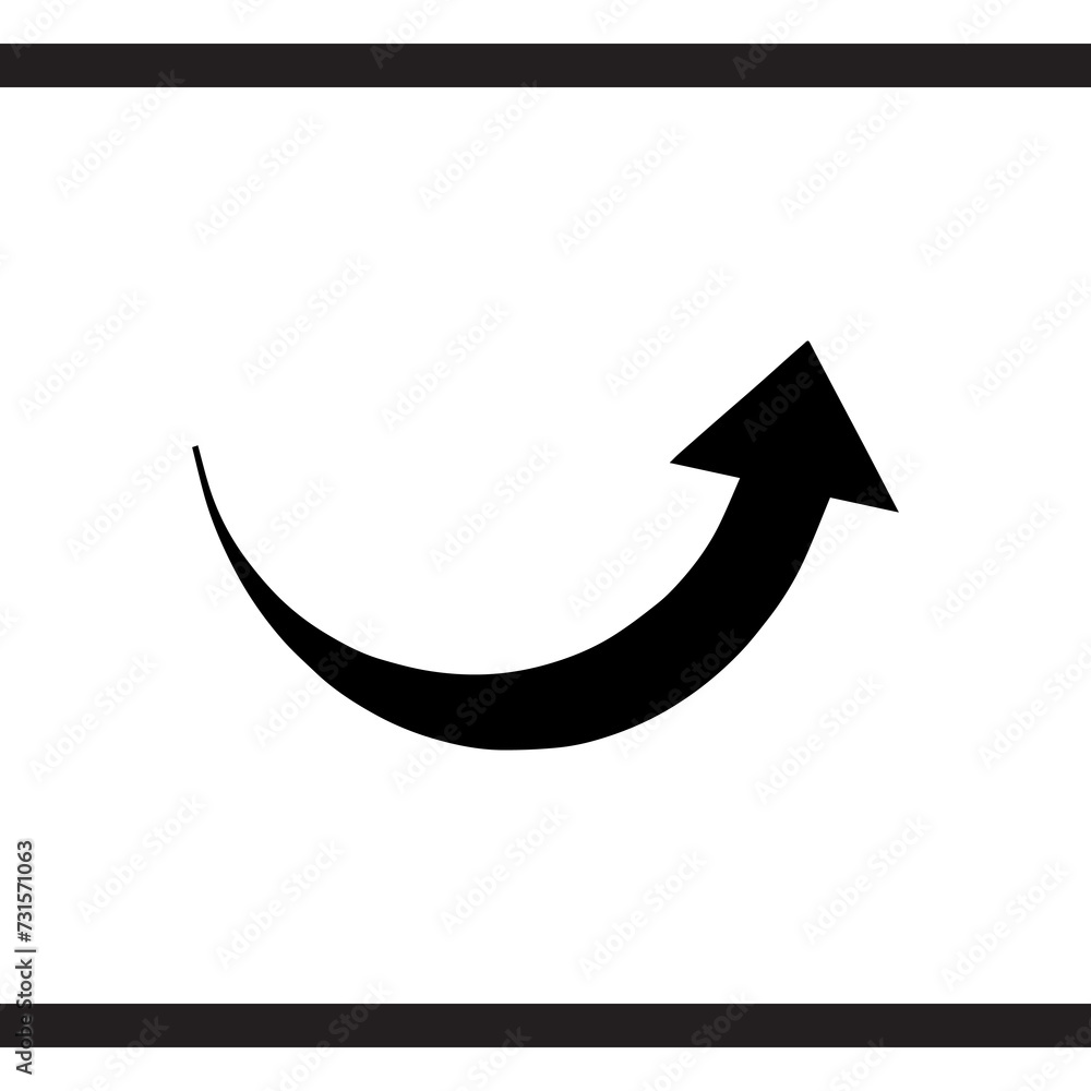 Poster curved arrow icon vector. arrow pointer icon sign symbol vector. arrow up vector icon illustration i