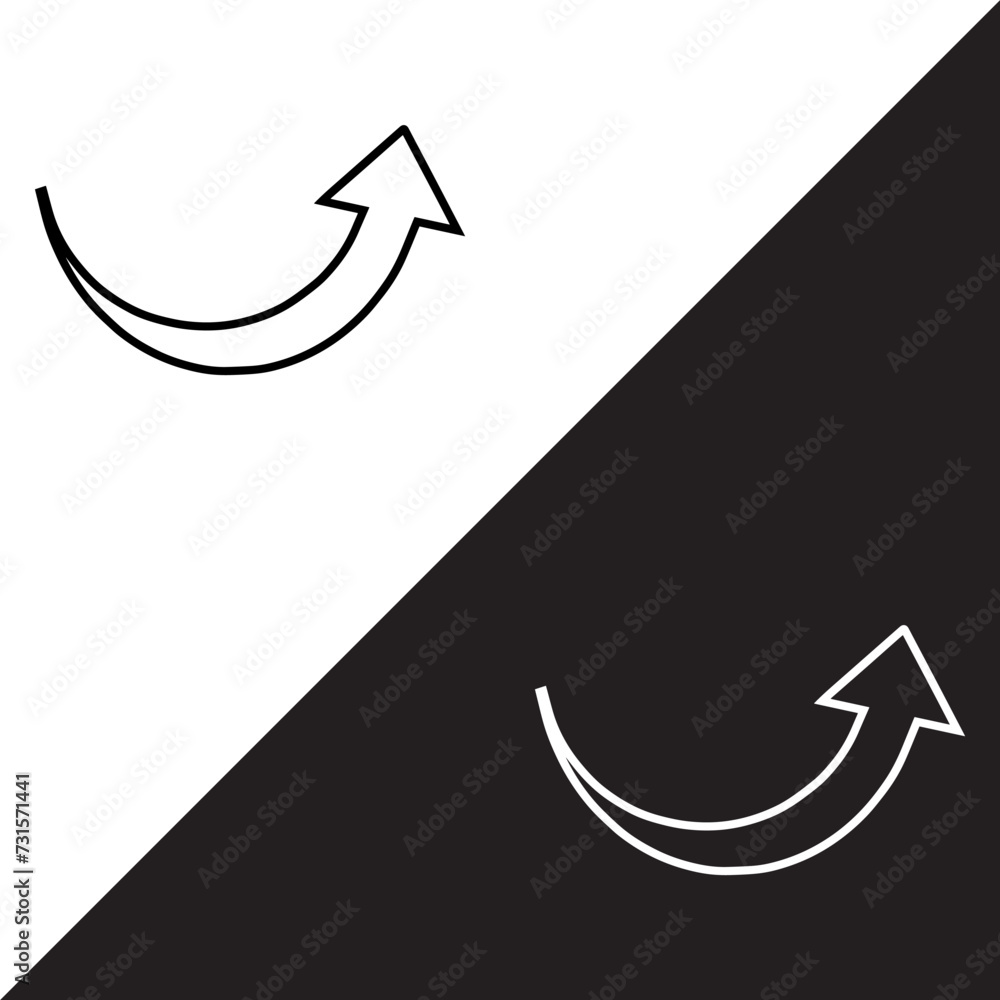 Poster curved arrow icon vector. arrow pointer icon sign symbol in trendy flat style. arrow up vector icon 