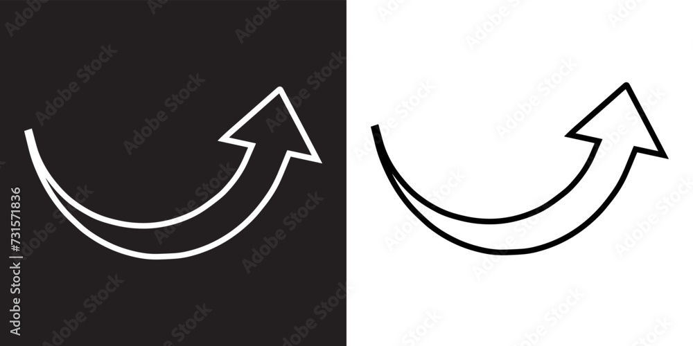 Poster curved arrow icon vector. arrow pointer icon sign symbol in trendy flat style. arrow up vector icon 