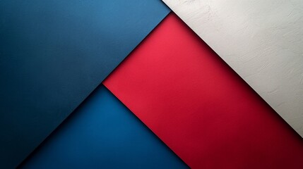 Clean lines and minimalist elements in red, white, and blue,