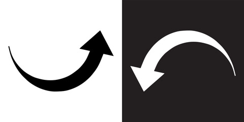 Curved arrow icon vector. Arrow pointer icon sign symbol in trendy flat style. Arrow up down vector icon illustration isolated on white and black background © IFDesigns